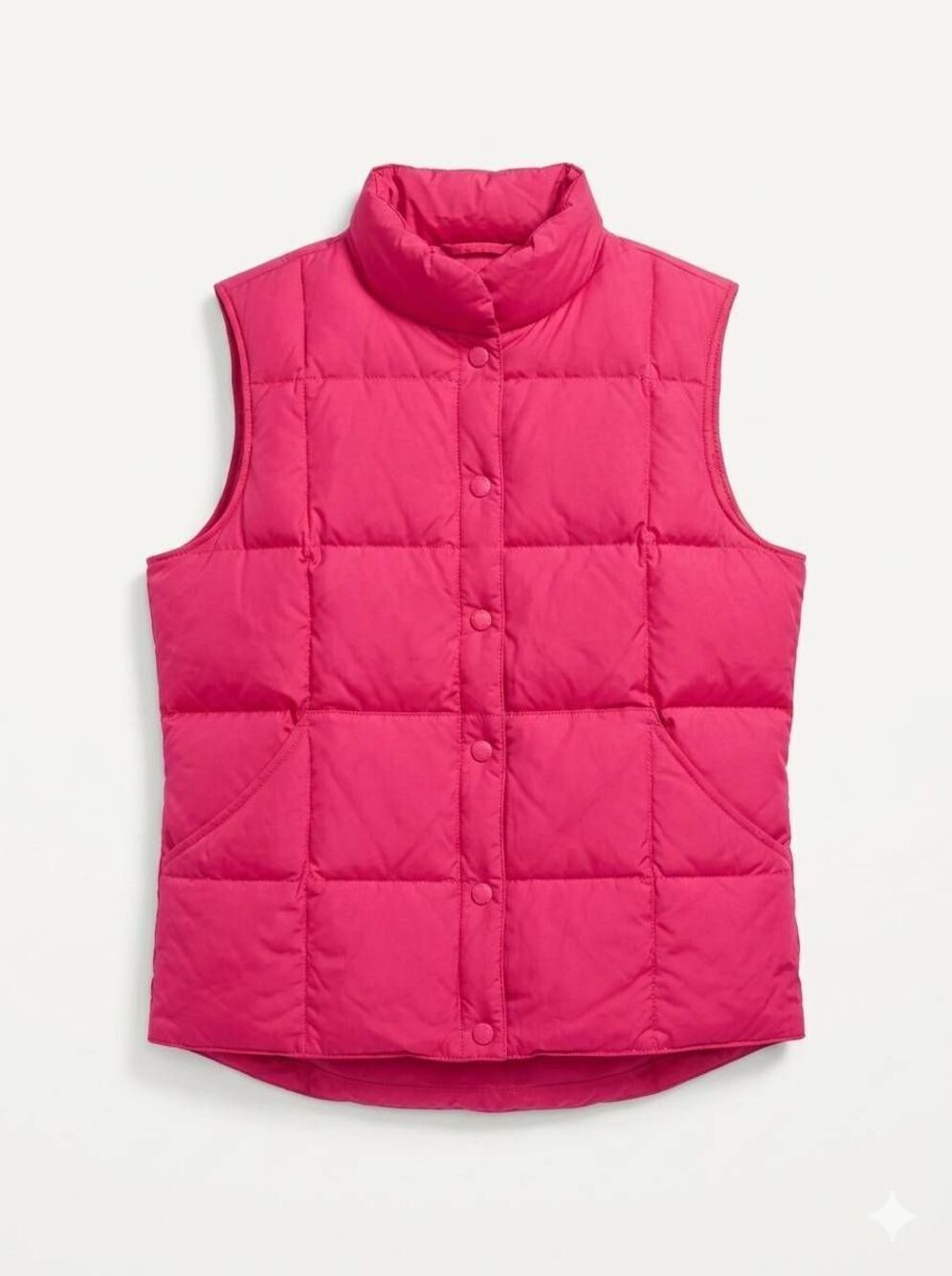 🔸️Lands End Fuchsia Snap Button Goosedown Puffer Sleeveless Vest Jacket Medium